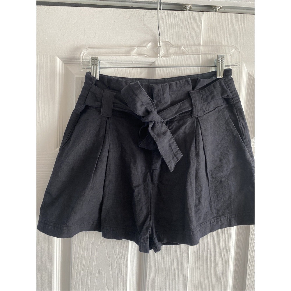 Free People Paperbag Waist Shorts Womens Size 2 Grey Linen Blend Boho Casual